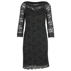 Diane Von Furstenberg Black Lace Dress with Slip
